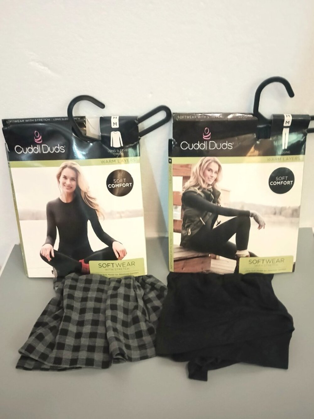 Cuddl Duds Softwear Top & Leggings M 2 Piece Stretch Layering Long Sleeve Crew